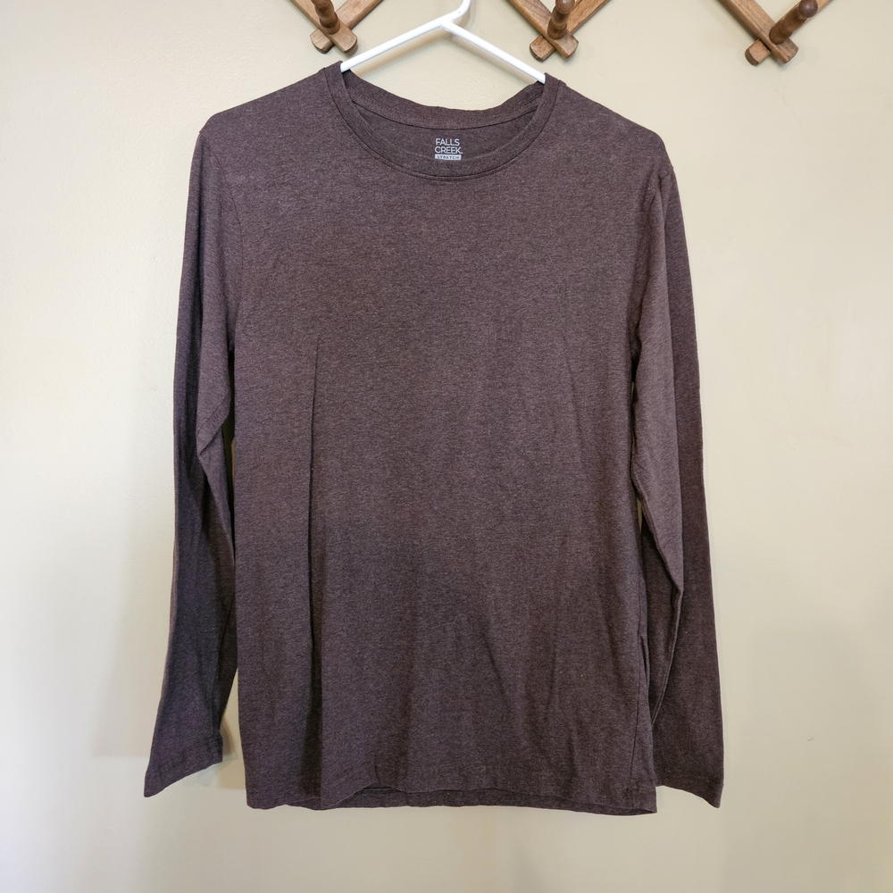 Men’s Falls Creek Brown Long Sleeve Shirt | Size S | 100% Cotton Tee